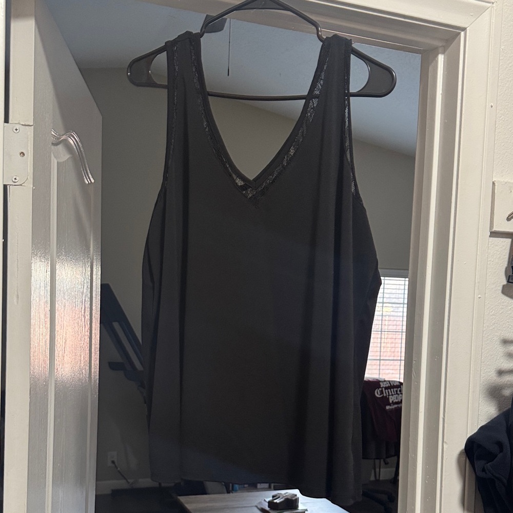 Torrid Black Lace Trim V-Neck Top